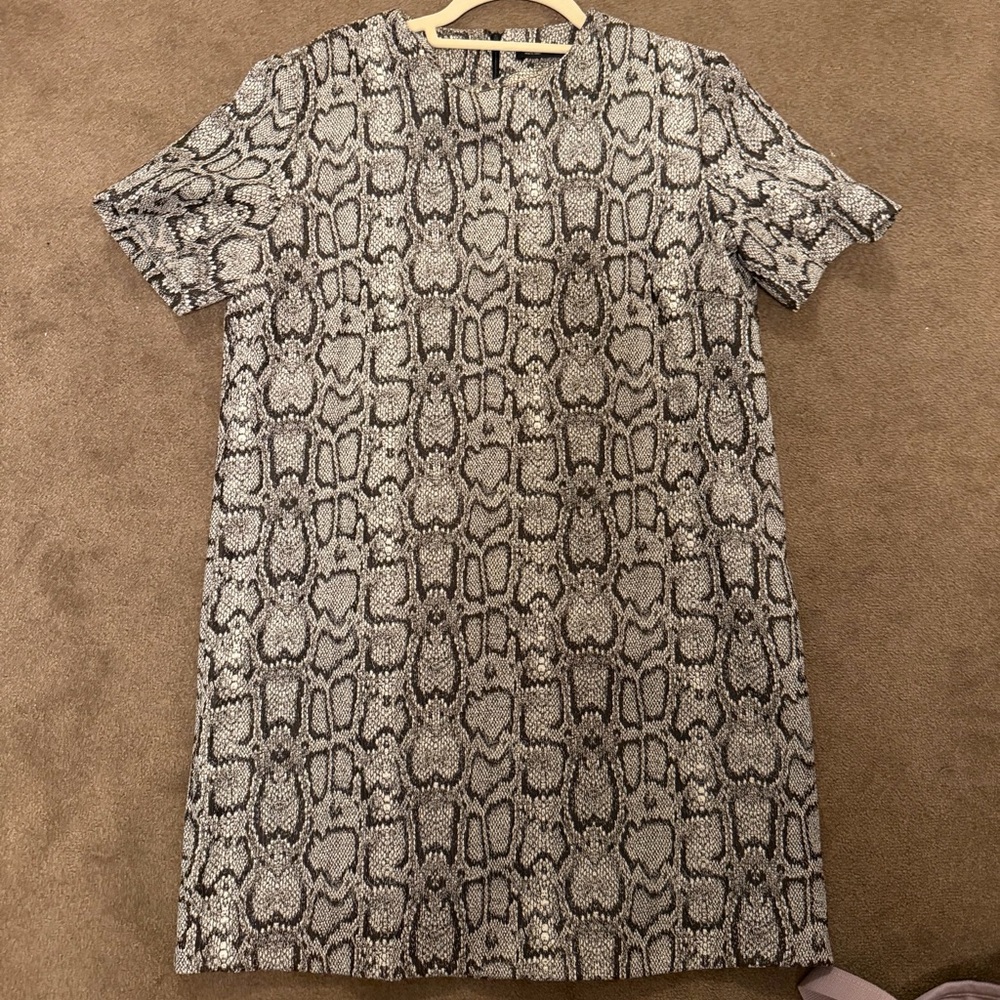 Zara Snakeskin Print Short Sleeve Dress